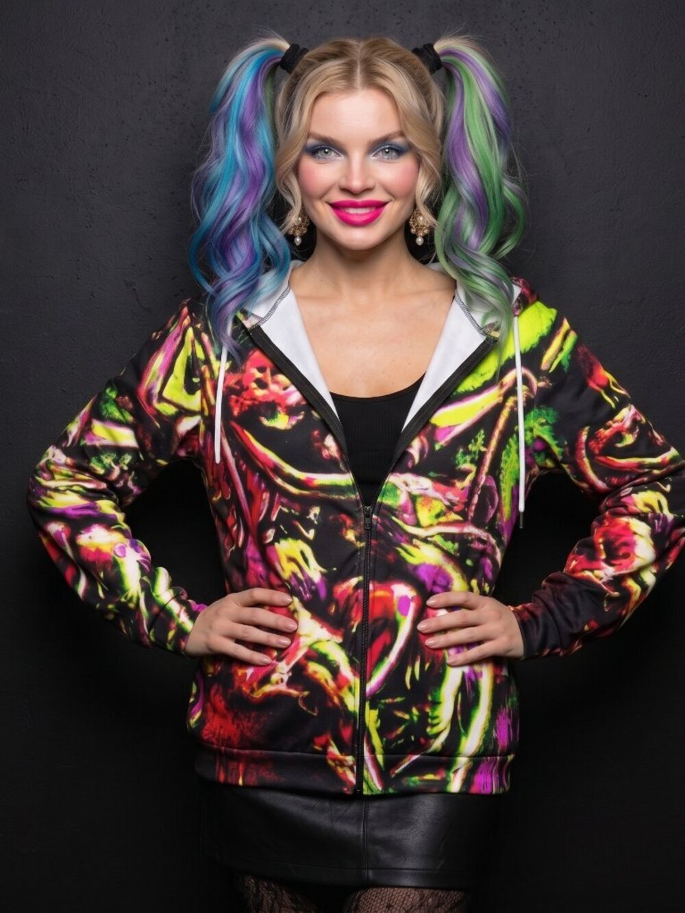 Magenta Lovers Swing Zip Up Sweatshirt Hoodie Victorian Baroque Festival Size XL